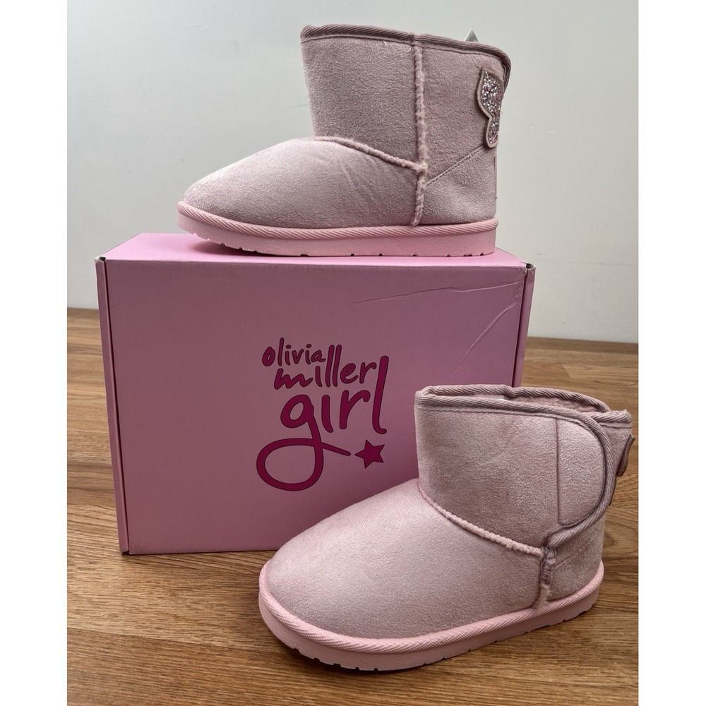 Olivia Miller Girls Sparkle Butterly‎ Boots in Pink, Girls Size 3 NEW